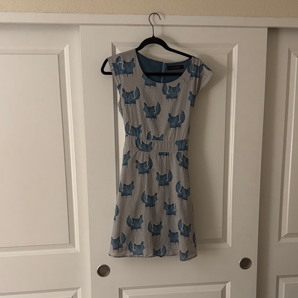 Blue Patterned fox dress
